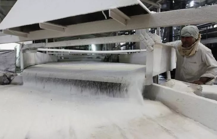 a worker checks the flow of sugar inside the gandavi sugar factory 165 km south of ahmedabad photo reuters a worker checks the flow of sugar inside the gandavi sugar factory 165 km south of ahmedabad photo reuters