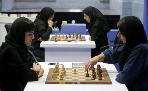 iranian chess players opposed a campaign launched in the united states against the holding of the women 039 s world championship in february in tehran photo afp