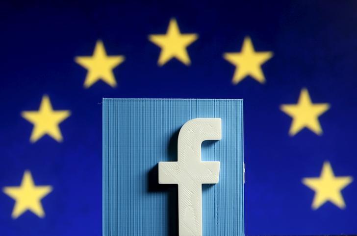 a 3d printed facebook logo is seen in front of the logo of the european union in this picture illustration made in zenica bosnia and herzegovina on may 15 2015 photo reuters