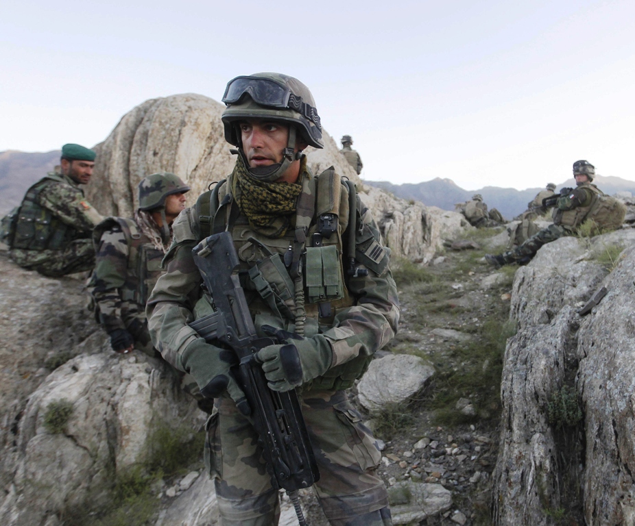 a file picture taken on september 21 2010 shows a french soldier c patroling with afghan soldiers in kapisa province in afghanistan photo afp