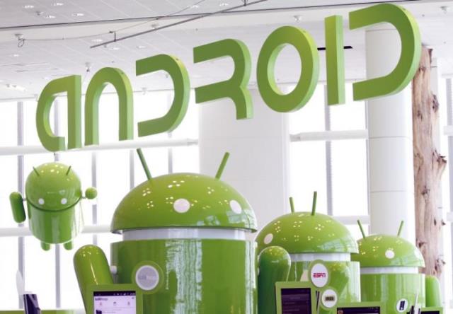 android mascots are lined up in the demonstration area at the google i o developers conference in the moscone center in san francisco california photo reuters