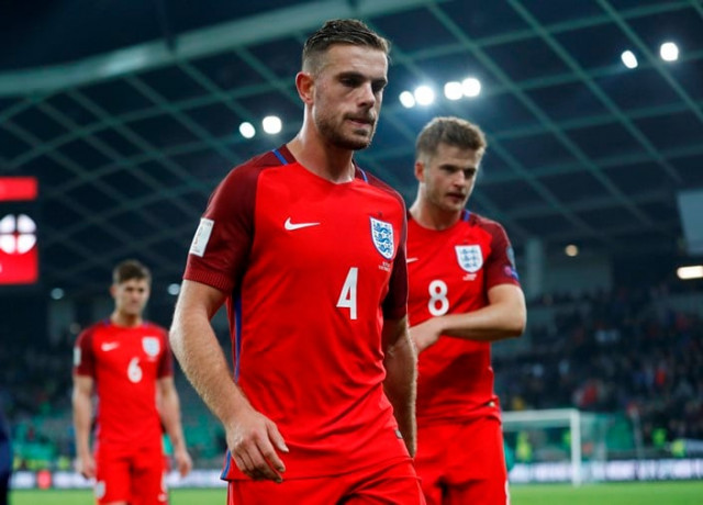 england 039 s jordan henderson looks dejected at the end of the match against slovenia on october 11 2016 photo reuters england 039 s jordan henderson looks dejected at the end of the match against slovenia on october 11 2016 photo reuters