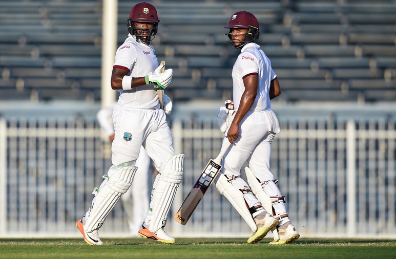 west indies 039 shai hope l darren bravo run between the wickets on the third and final day of the tour match between pakistan cricket board patron 039 s xi and the west indies at the sharjah cricket stadium in the united arab emirates uae on october 9 2016 photo afp