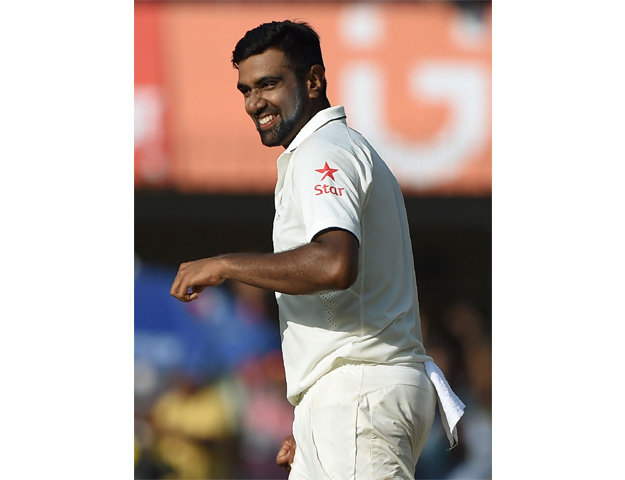 ravichandran ashwin during the fourth day of third test between india and new zealand photo afp