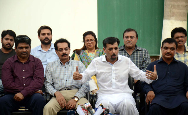 pak sarzameen party leader syed mustafa kamal addressing a press conference at pakistan house on thursday october 13 2016 photo inp