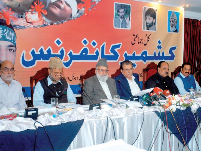 ajk premier farooq haider along with political leadership of the azad jammu and kashmir attend a conference in mirpur photo expresss