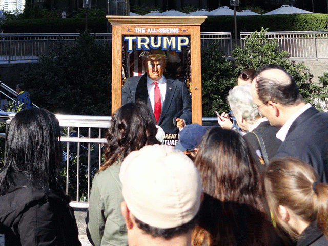 nyc has been tickled by a fortune telling trump in a box mocking his offense dishing campaign photo afp nyc has been tickled by a fortune telling trump in a box mocking his offense dishing campaign photo afp
