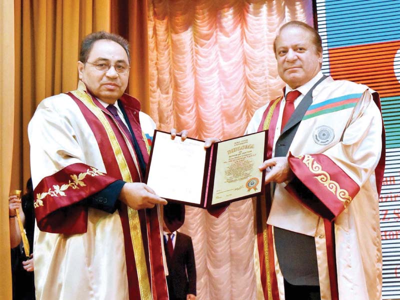 the rector of baku state university confers an honourary degree on pm nawaz photo app