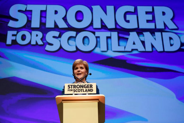 scotland 039 s first minister and leader of the scottish national party snp nicola sturgeon speaks at the party 039 s annual conference in glasgow scotland britain october 13 2016 photo reuters