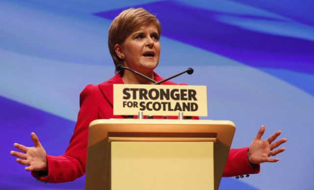 scotland 039 s first minister and leader of the scottish national party snp nicola sturgeon addresses the party 039 s annual conference in glasgow scotland october 15 2016 photo reuters