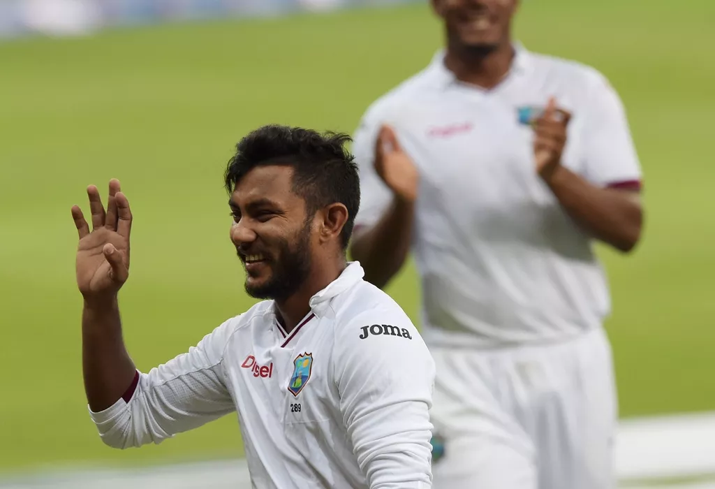 west indies 039 spinner devendra bishoo celebrates after he took his eighth wicket photo afp west indies 039 spinner devendra bishoo celebrates after he took his eighth wicket photo afp