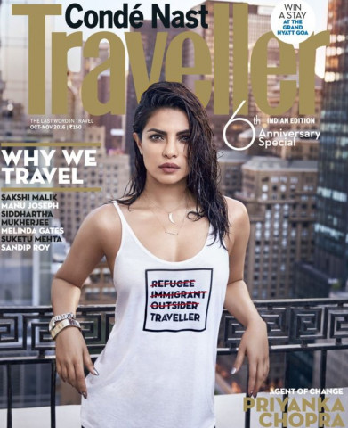 bollywood actress priyanka chopra has apologised after being criticised for modelling an quot insensitive quot top on a conde nast traveller magazine cover photo conde nast traveller bollywood actress priyanka chopra has apologised after being criticised for modelling an quot insensitive quot top on a conde nast traveller magazine cover photo conde nast traveller