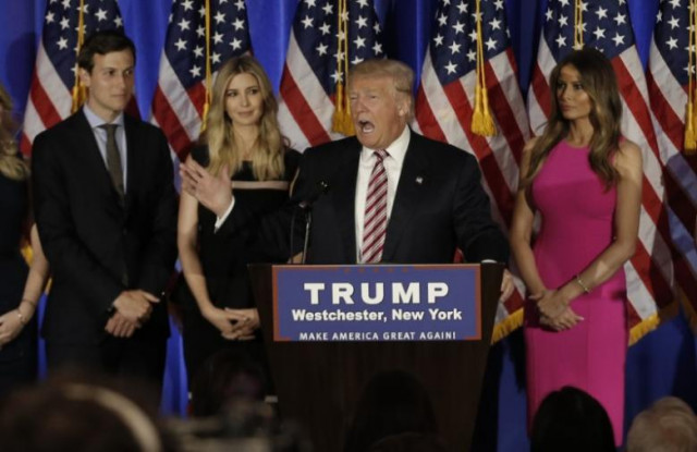 donald trump speaks as his son in law jared kushner l daughter ivanka 2nd from l and his wife melania r listen at a campaign event on the day that several states held presidential primary elections including california at the trump national golf club westchester in briarcliff manor new york photo reuters donald trump speaks as his son in law jared kushner l daughter ivanka 2nd from l and his wife melania r listen at a campaign event on the day that several states held presidential primary elections including california at the trump national golf club westchester in briarcliff manor new york photo reuters