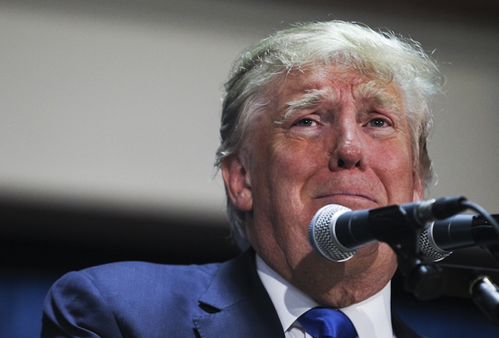 republican presidential candidate donald trump reacts to a question posed by an audience member at politics and eggs in manchester n h wednesday nov 11 2015 photo ap