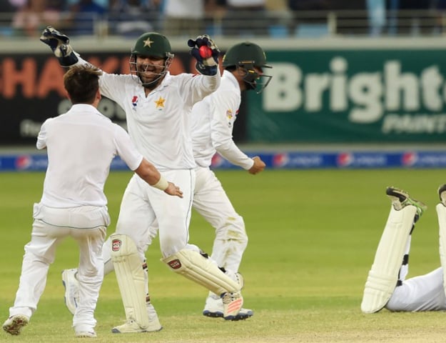 sarfraz and yasir were ecstatic over pakistan 039 s victory photo afp