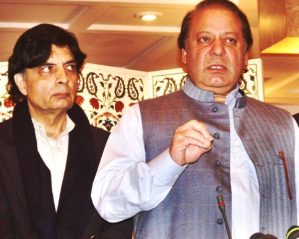 prime minister nawaz sharif r with federal interior minister chaudhry nisar ali khan l photo file