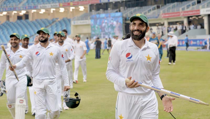 misbah s men survived a scare to win the first test as bravo s 116 run knock had given west indies hope that they could sneak away with a win photo afp