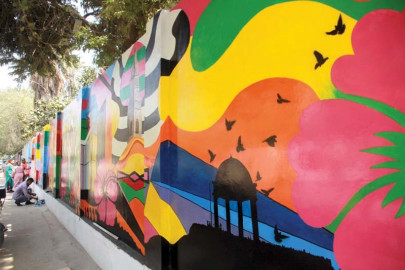 walls of peace painting of 457 foot long wall complete