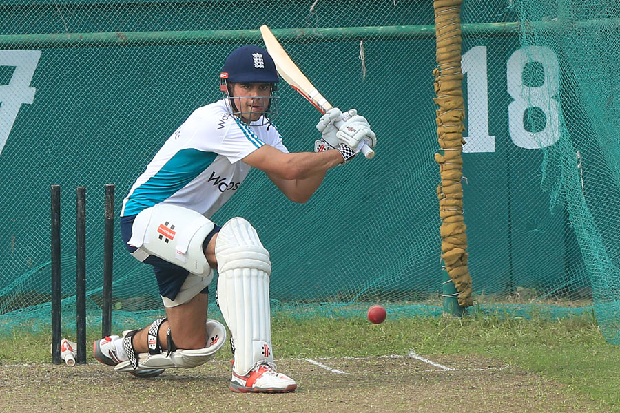 alastair cook practicing in the nets in bangladesh photo afp