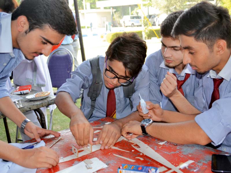 students take part in an activity organised as part of world space week photo express