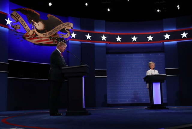 republican presidential nominee donald trump l and democratic presidential nominee former secretary of state hillary clinton look on during the third us presidential debate at the thomas amp mack center on october 19 2016 in las vegas nevada photo afp republican presidential nominee donald trump l and democratic presidential nominee former secretary of state hillary clinton look on during the third us presidential debate at the thomas amp mack center on october 19 2016 in las vegas nevada photo afp
