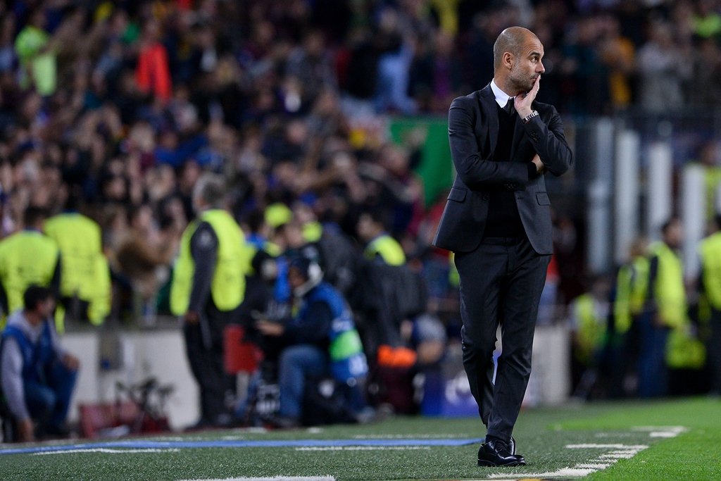 pep guardiola looks on at the camp nou stadium in barcelona on october 19 2016 photo afp