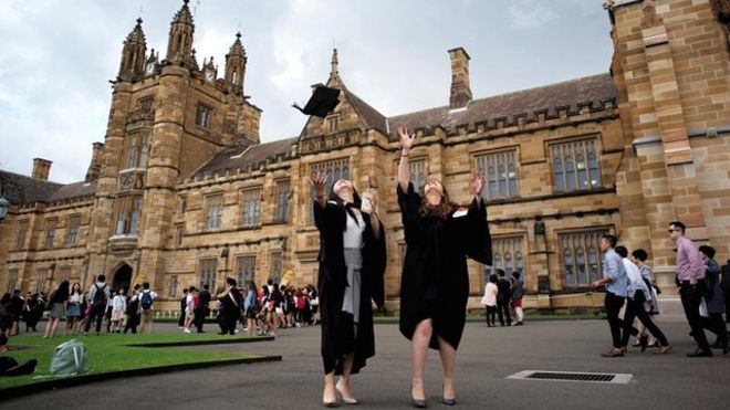 celebrating at the university of sydney australian graduates are ahead of those from us and uk photo reuters