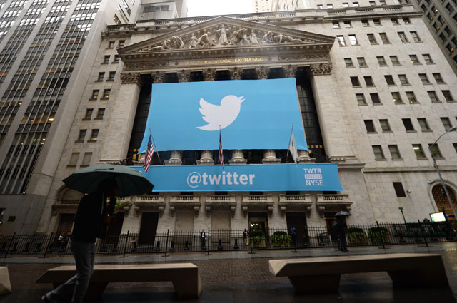 this file photo taken on november 7 2013 shows a banner with the logo of twitter on the front of the new york stock exchange nyse in new york photo afp