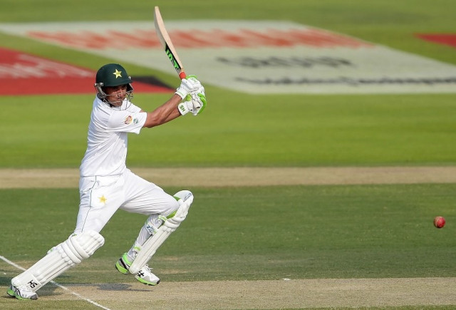 pakistani batsman younis khan plays a shot on the first day of the second test between pakistan and the west indies at the sheikh zayed cricket stadium in abu dhabi on october 21 2016 veteran batsman younis khan and asad shafiq hit half centuries to guide pakistan to 205 3 at tea on the opening day of the second test in abu dhabi photo afp pakistani batsman younis khan plays a shot on the first day of the second test between pakistan and the west indies at the sheikh zayed cricket stadium in abu dhabi on october 21 2016 veteran batsman younis khan and asad shafiq hit half centuries to guide pakistan to 205 3 at tea on the opening day of the second test in abu dhabi photo afp