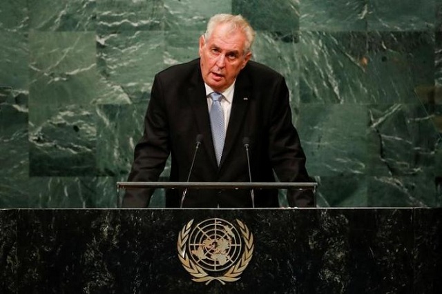 czech republic 039 s president milos zeman addresses the united nations general assembly in the manhattan photo reuters