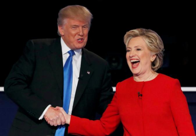 donald trump shakes hands with hillary clinton at the conclusion of their first presidential debate photo reuters