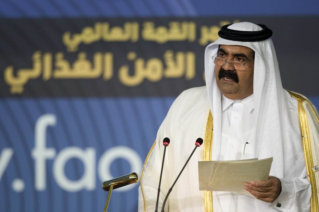 qatar s emir sheikh hamad bin khalifa al thani speaks at a summit in rome nov 16 2009 photo reuters