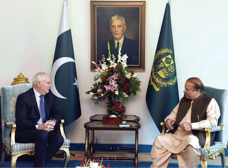 uk s national security adviser sir mark lyall grant with prime minister nawaz sharif at pm house photo app