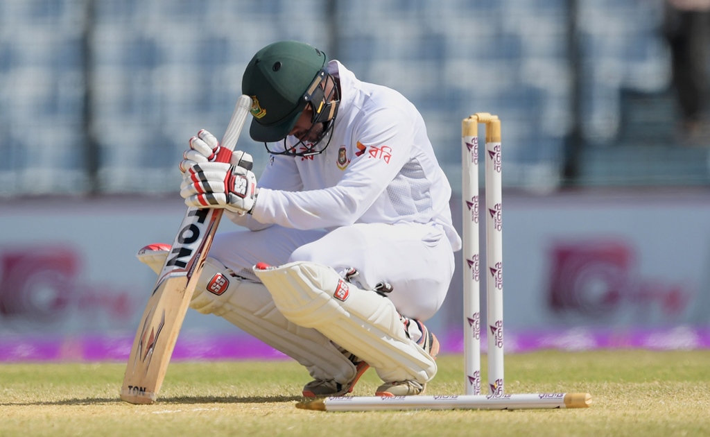 not out batsman sabbir rahman reacts after england took the final wicket in chittagong on october 24 2016 photo afp