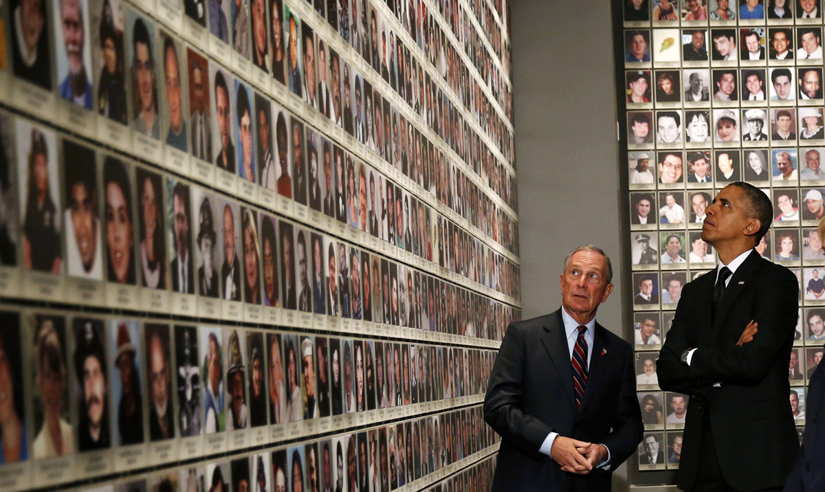 us president barack obama r and former new york mayor michael bloomberg look at the faces of those who died during the 9 11 attacks at the national september 11 memorial museum in new york may 15 2014 photo reuters