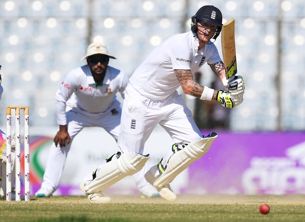 ben stokes plays a shot in chittagong on october 22 2016 photo afp