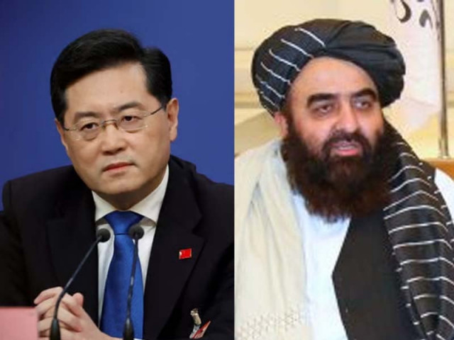 chinese foreign minister qin gang and acting afghan foreign minister amir khan muttaqi photo file chinese foreign minister qin gang and acting afghan foreign minister amir khan muttaqi photo file