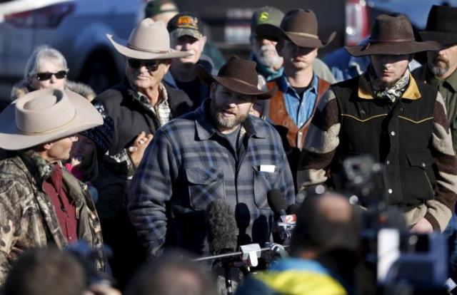 leader of a group of armed protesters ammon bundy talks to the media at the malheur national wildlife refuge near burns oregon january 8 2016 photo reuters