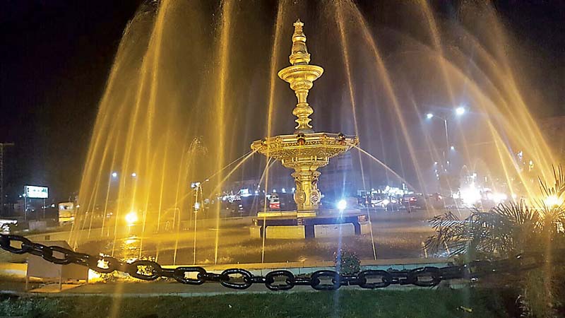 water splashes out of the fountain in bahawalpur photo express