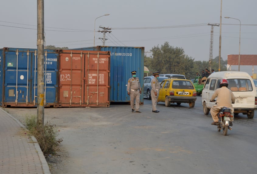 the police posts at peshawar and gt road created problems for commuters and caused a log jam on saturday evening photo mudassar raja express