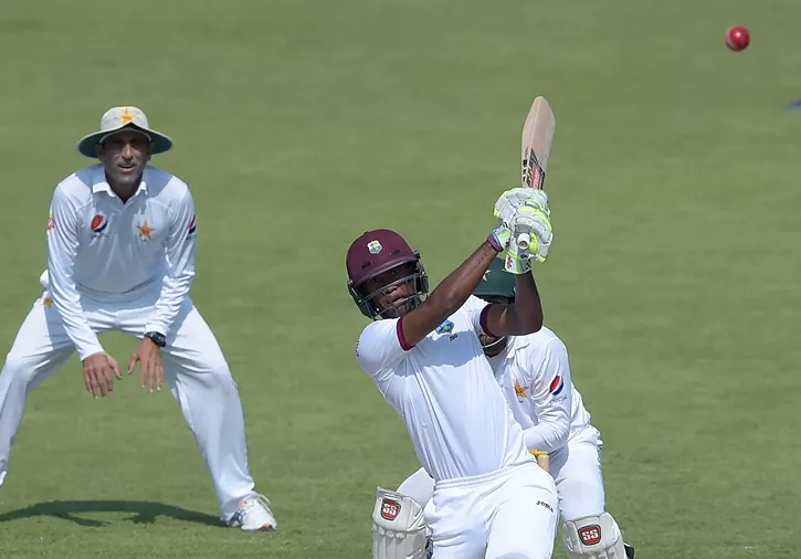 west indies 039 batsman kraigg brathwaite hits a boundary on the second day of the third and final test between pakistan and west indies at the sharjah cricket stadium in sharjah on october 31 2016 photo afp west indies 039 batsman kraigg brathwaite hits a boundary on the second day of the third and final test between pakistan and west indies at the sharjah cricket stadium in sharjah on october 31 2016 photo afp