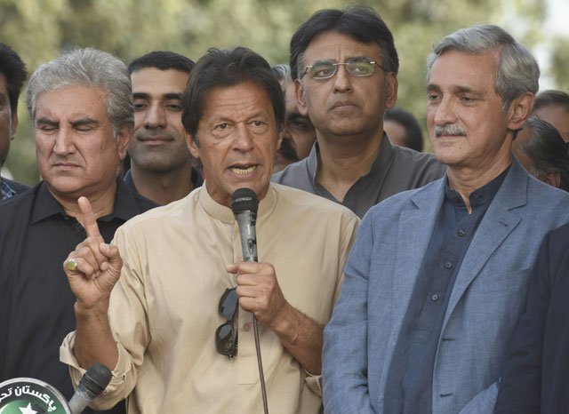 imran khan addresses media in islamabad on tuesday photo express