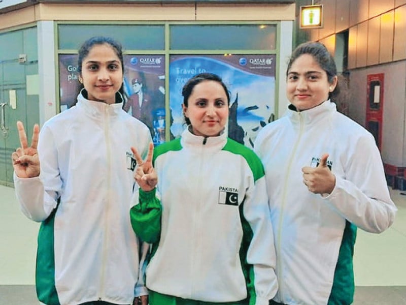 the three sohail sisters pose for the camera after their outstanding performance in the weightlifting championship in south africa photo app