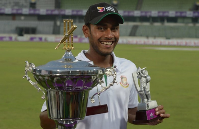 bangladesh 039 s mehedi hasan poses for a photograph with the 039 man of the series 039 during the prize giving ceremony after the third day of the second test cricket match bangladesh and england at the sher e bangla national cricket stadium in dhaka on october 30 2016 photo afp bangladesh 039 s mehedi hasan poses for a photograph with the 039 man of the series 039 during the prize giving ceremony after the third day of the second test cricket match bangladesh and england at the sher e bangla national cricket stadium in dhaka on october 30 2016 photo afp