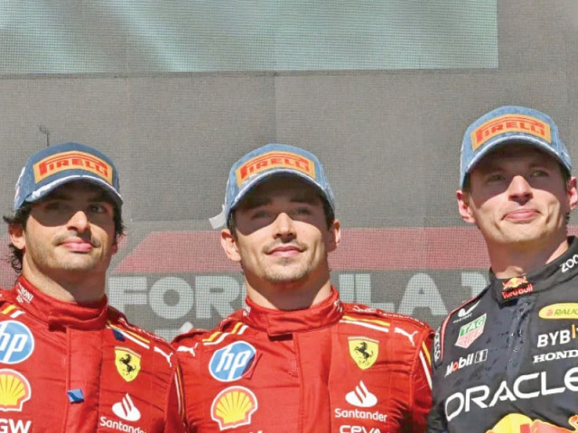 ferrari s drivers charles leclerc centre and carlos sainz jr finished one and two respectively while red bull racing s max verstappen right finished third at the united states formula one grand prix at the circuit of the americas in austin photo afp ferrari s drivers charles leclerc centre and carlos sainz jr finished one and two respectively while red bull racing s max verstappen right finished third at the united states formula one grand prix at the circuit of the americas in austin photo afp