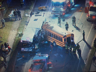 six dead after school city bus collide in us