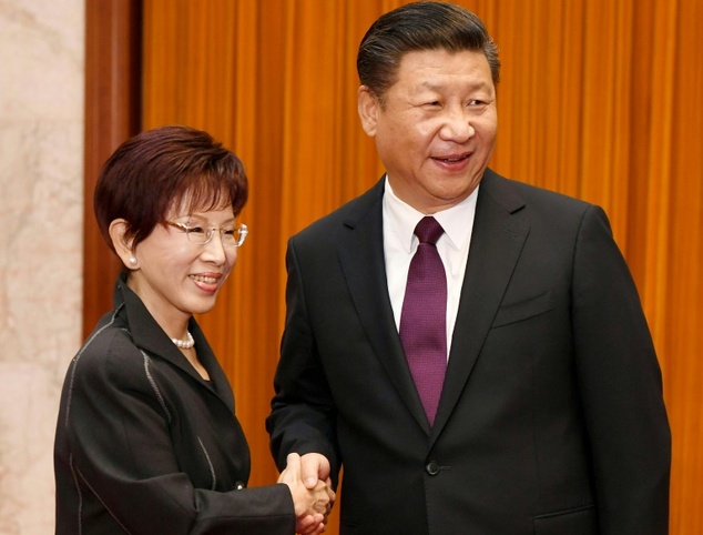 chinese president xi jinping shakes hands with taiwan 039 s opposition kuomintang leader hung hsiu chu at the great hall of the people in beijing on november 1 2016 photo afp