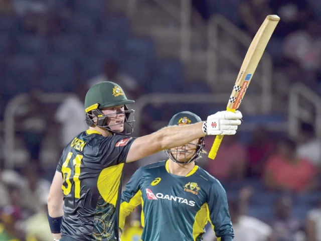 mitchell owen celebrates his half century against west indies photo afp