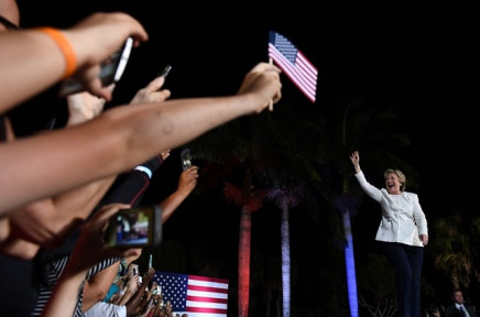 us democratic presidential nominee hillary clinton waves to supporters during a campaign rally in fort lauderdale florida on november 1 2016 photo afp