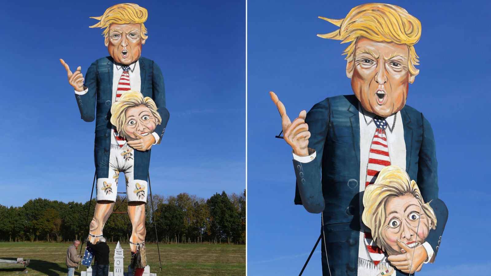 a view of the edenbridge bonfire society celebrity guy which has been unveiled as us presidential hopeful donald trump in edenbridge kent press association photo picture date wednesday november 2 2016 see pa story social bonfire photo credit should read gareth fuller pa wire